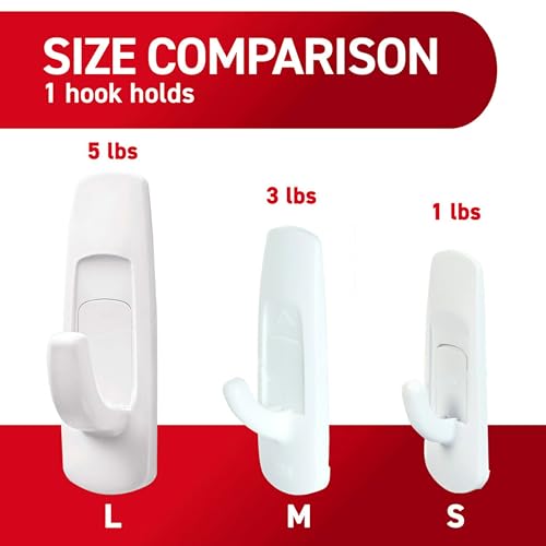 Command Large Utility Hooks, 7 Hooks & 12 Adhesive Strips, Holds 5 lbs