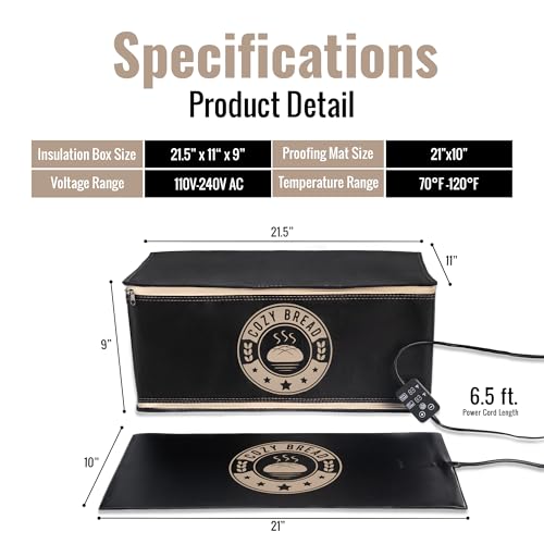 Sourdough Bread Proofing Kit with Thermostat Controlled Heating Mat