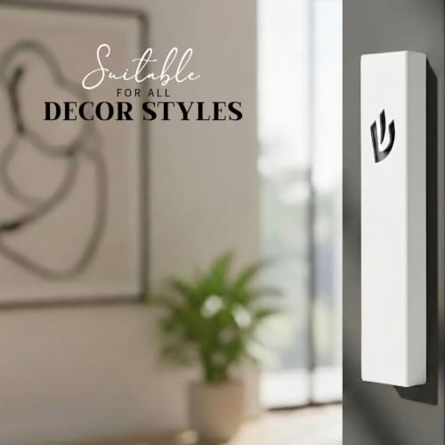 5-Inch White Aluminum Mezuzah Case with Scroll – Self-Adhesive Indoor Kit