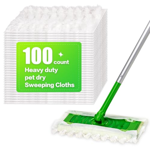 Heavy Duty Dry Sweeping Cloths - Microfiber Mop Pad Refills (100-Pack)