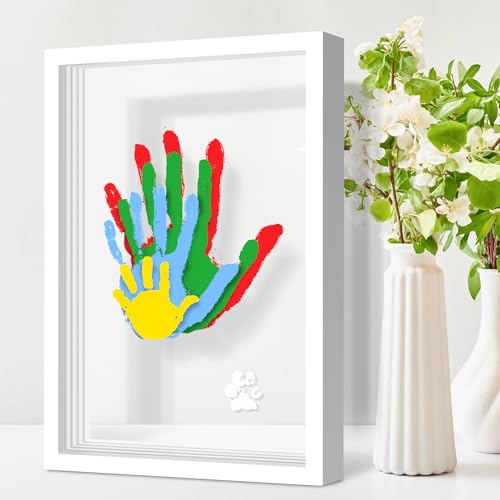 DIY Family Handprint Keepsake Frame Kit with 6 Paints & Wooden Frame