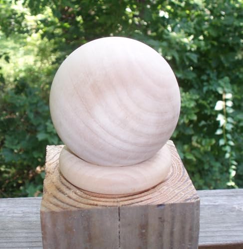 3-Inch Round Wooden Finial with 3/16 Inch Screw for Wood Posts and Railings