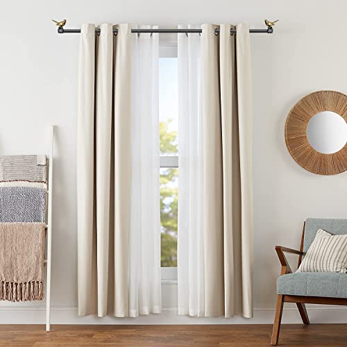 1-Inch Double Window Curtain Rod Set, 84-120 Inch, Renaissance Gold Bird Finials