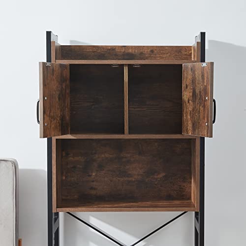 Mini Fridge Hutch Organizer - Dark Wood Storage Shelf for Dorm Kitchen