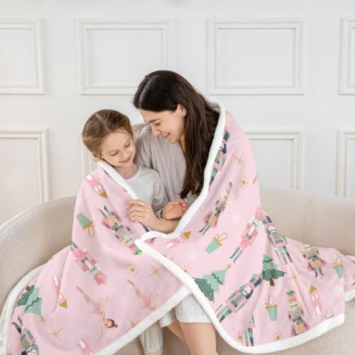 Feelyou Pink Christmas Throw Blanket Twin 60x80 Inches for Kids & Teens