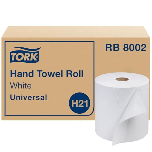 Universal White Commercial Hand Towel Rolls - 1-Ply, 800 ft (6 Pack)