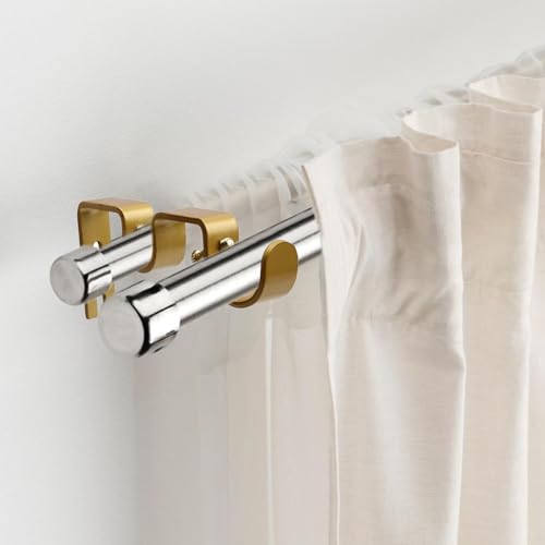 Double Curtain Rod Brackets, 3 Pack Heavy Duty Metal Holders for 1" & 5/8" Rods