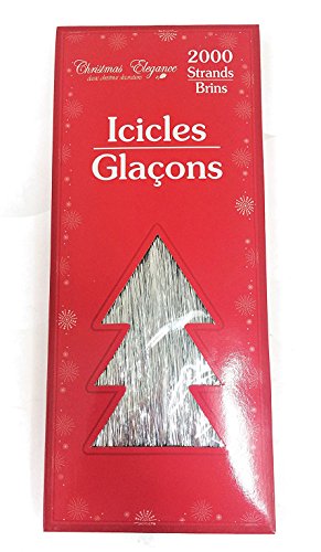 Silver Christmas Tree Tinsel Icicles - 2000 Strands Holiday Decor