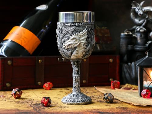 Medieval Dragon Skull Chalice, 7oz Stainless Steel Gothic Goblet