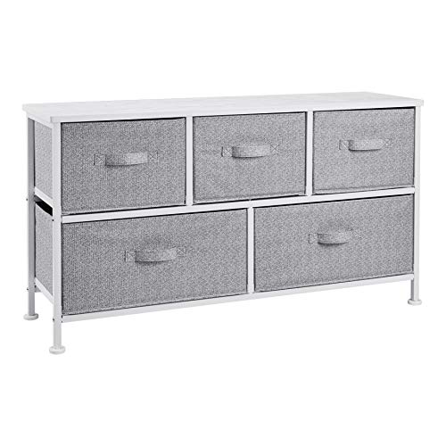 Extra Wide Fabric 5-Drawer Storage Organizer Unit for Bedroom Closet