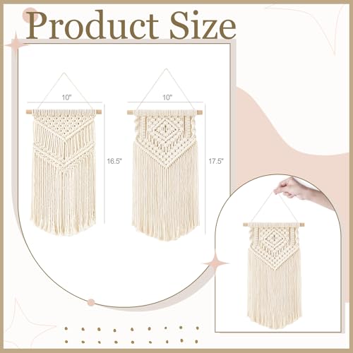 Small Macrame Wall Hanging Set of 2 - Woven Boho Tapestry Art Decor