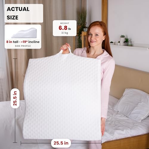 Memory Foam Wedge Pillow - 19-Degree Incline for Sleep, Snoring & Recovery