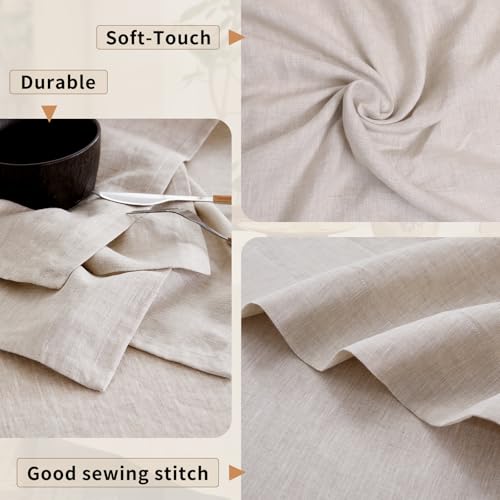Linen Tablecloth 60x84 Natural Linen for Rectangle Tables - Tseapen 100% Pure