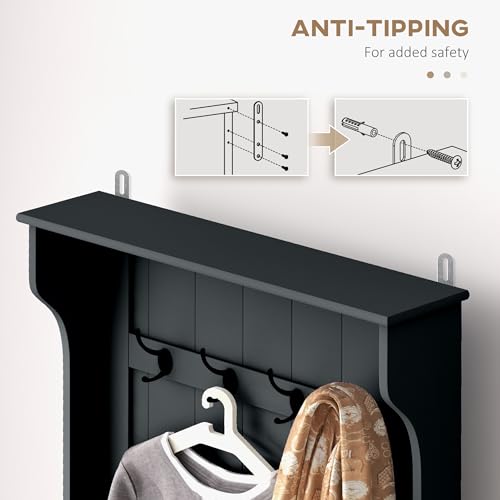 3-in-1 Hall Tree with Storage Bench and Shoe Rack, Entryway Coat Rack