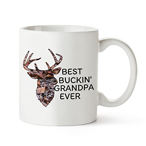 Best Buckin Grandpa Ever Coffee Mug - Funny Father's Day Gift, 11oz Ceramic Tea Cup