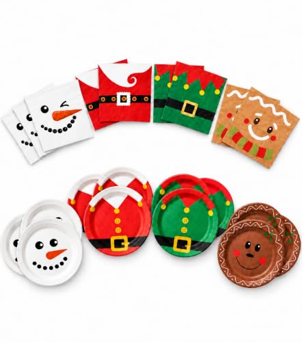 Funhax Christmas Plates and Napkins Party Supplies - 80 Pcs Holiday Tableware Sets