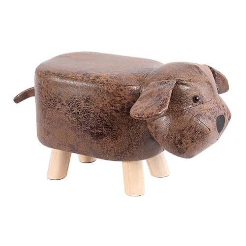 Cartoon Animal Footstool Ottoman with Wooden Legs - Padded Kids Stool