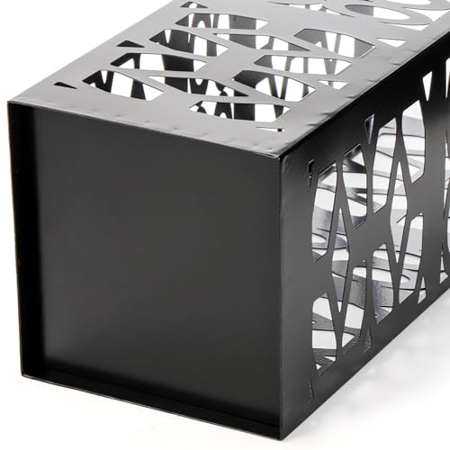 Metal Umbrella Stand for Entryway, Hollow Out Square Storage Bin, Black