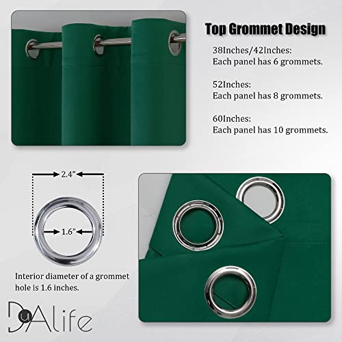 DUALIFE Dark Green Blackout Curtains 38x45 Inch Pack of 2 Room Darkening Thermal Insulated Window Panels