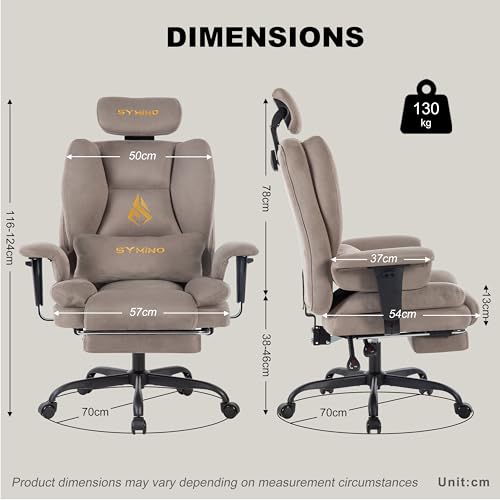 Ergonomic Fabric Gaming Chair with Footrest and 150° Recline, Light Coffee