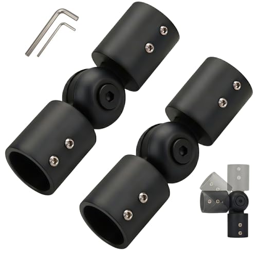 Adjustable Corner Curtain Rod Connector for 1-Inch Rods, 2-Pack Black