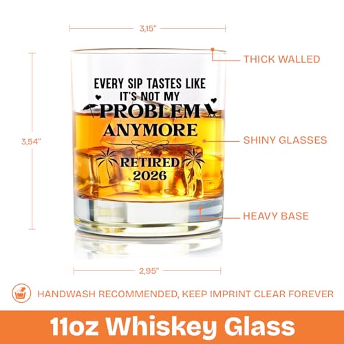 Retirement Whiskey Glass for Men - Funny Farewell Gift for Coworkers