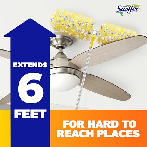 Heavy Duty Extendable Duster Kit with 6 ft Handle & 8 Refills, Lemon Scent
