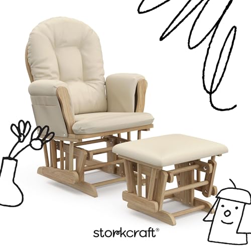 Nursery Glider Rocking Chair and Ottoman Set with Storage Pockets