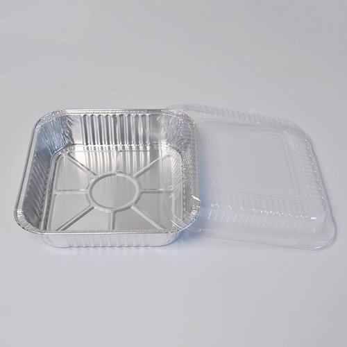 300-8x8 Aluminum Square Baking Cake Pans - Heavy Duty Disposable Food Containers with Clear Dome Lids