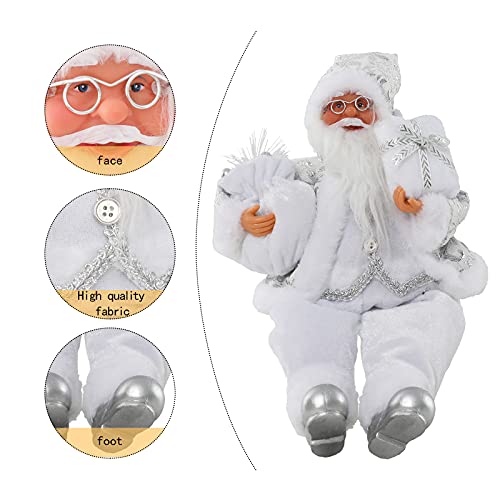 Christmas Sitting Santa Figurine with Gift Bag - Holiday Home Decor