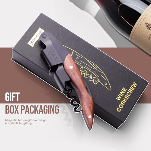 Drincarier Black Magnetic Giftbox Wine Opener with Foil Cutter & Cap Remover - Professional Waiter's Corkscrew