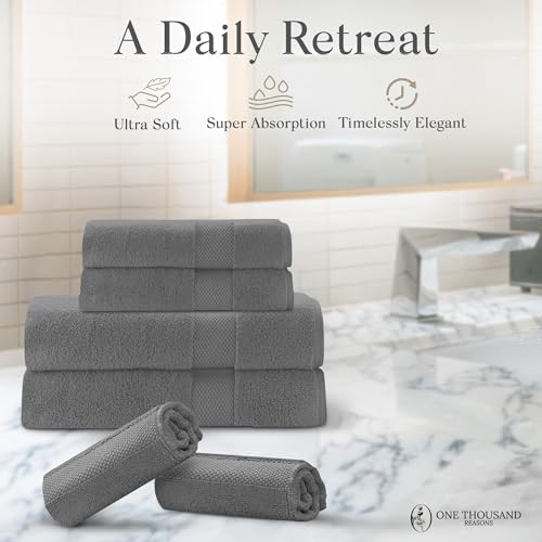 6-Piece Luxury Cotton Bath Towel Set - Absorbent Quick-Dry Bathroom Towels
