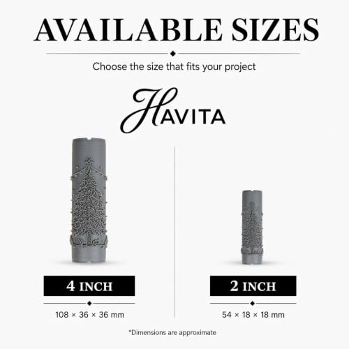 HAVITA 2 Inch Christmas Tree Clay Texture Roller for Polymer Clay Crafting