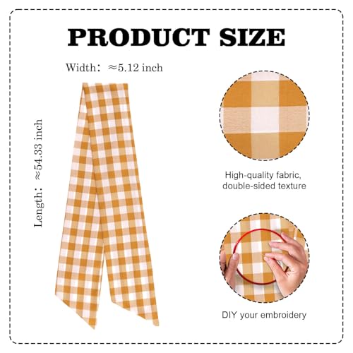 Pumpkin Spice Orange Gingham Wreath Sash - 5.12" x 54" Fall Decor