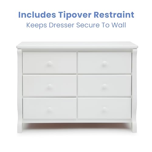 6-Drawer Nursery Dresser with Safety Interlocking Drawers - White