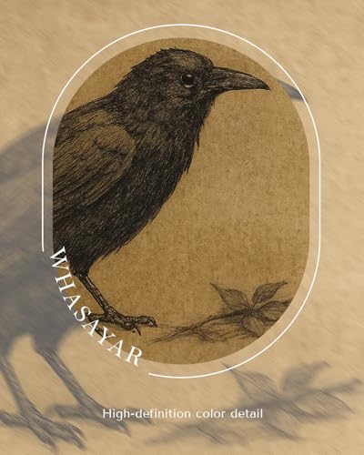 Vintage Crow Wall Art, 8x10 Gold Framed Gothic Animal Canvas Painting