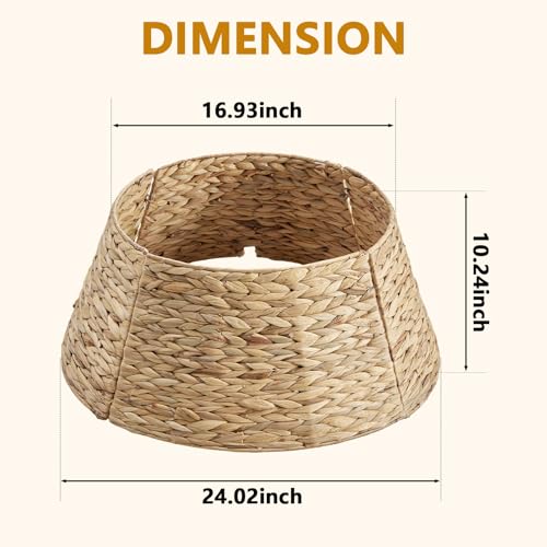 24-Inch Handwoven Water Hyacinth Christmas Tree Collar for 4-7ft Trees