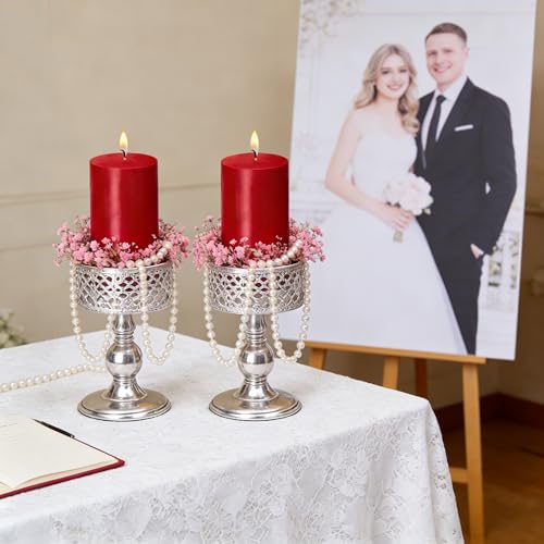 Benjaer 2 Pack Red Unscented Pillar Candles 3x6 in — 70 Hour, Dripless & Smokeless for Holidays & Weddings