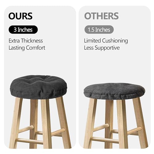 Round Bar Stool Covers - Set of 2 Cushioned Seat Covers, 14 Inch, Black