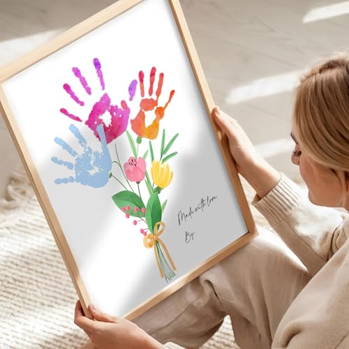 Physkoa Art Deco Handprint Flower Craft Kit with Frame - Mom Grandma Gift