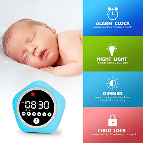 Kids Ok to Wake Alarm Clock & Toddler Sleep Trainer with Color Night Light