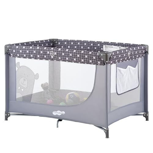 Portable Baby Playpen and Travel Crib with Mattress Pad Lightweight Gray