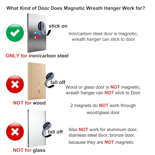 Strong Magnetic Wreath Hanger for Metal Doors - Anti-Scratch Hook Holder