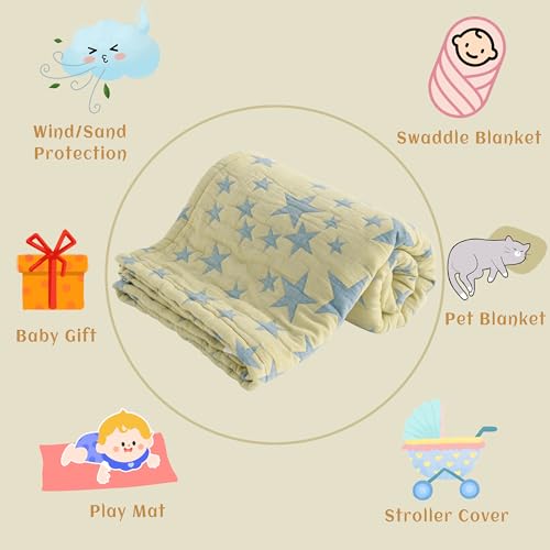 NTBAY 3-Layer Muslin Toddler Blanket - Breathable Cotton Baby Blanket (30x40)