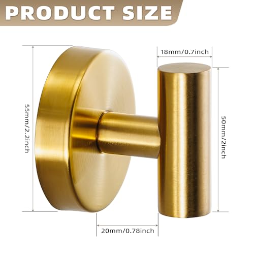 Heavy Duty Suction Cup Hooks for Bathroom & Kitchen - Brushed Gold, 2 Pack