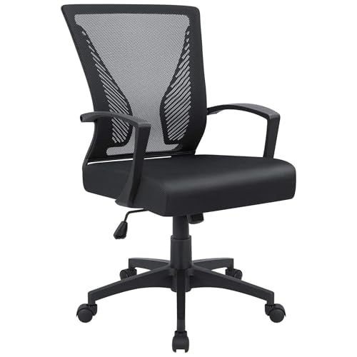 Ergonomic Mesh Office Chair - Mid-Back Swivel Desk Chair with Lumbar Support