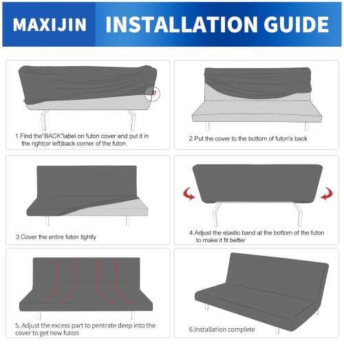 Stretch Armless Futon Cover, Full Size, Washable Jacquard Fabric