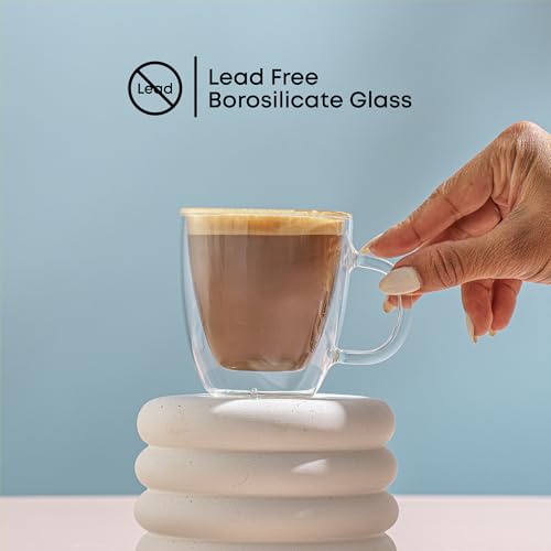 Double Wall Insulated Espresso Mugs - 5.4 Ounce Glass Set of 2