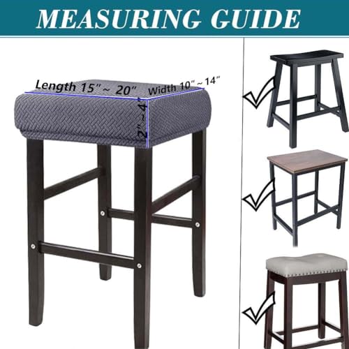 Rectangle Bar Stool Covers Set of 2 - Stretch Washable Cushion Slipcovers