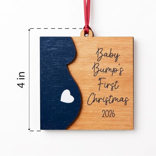 Baby Bump's First Christmas Wooden Ornament - Pregnancy Keepsake 2026